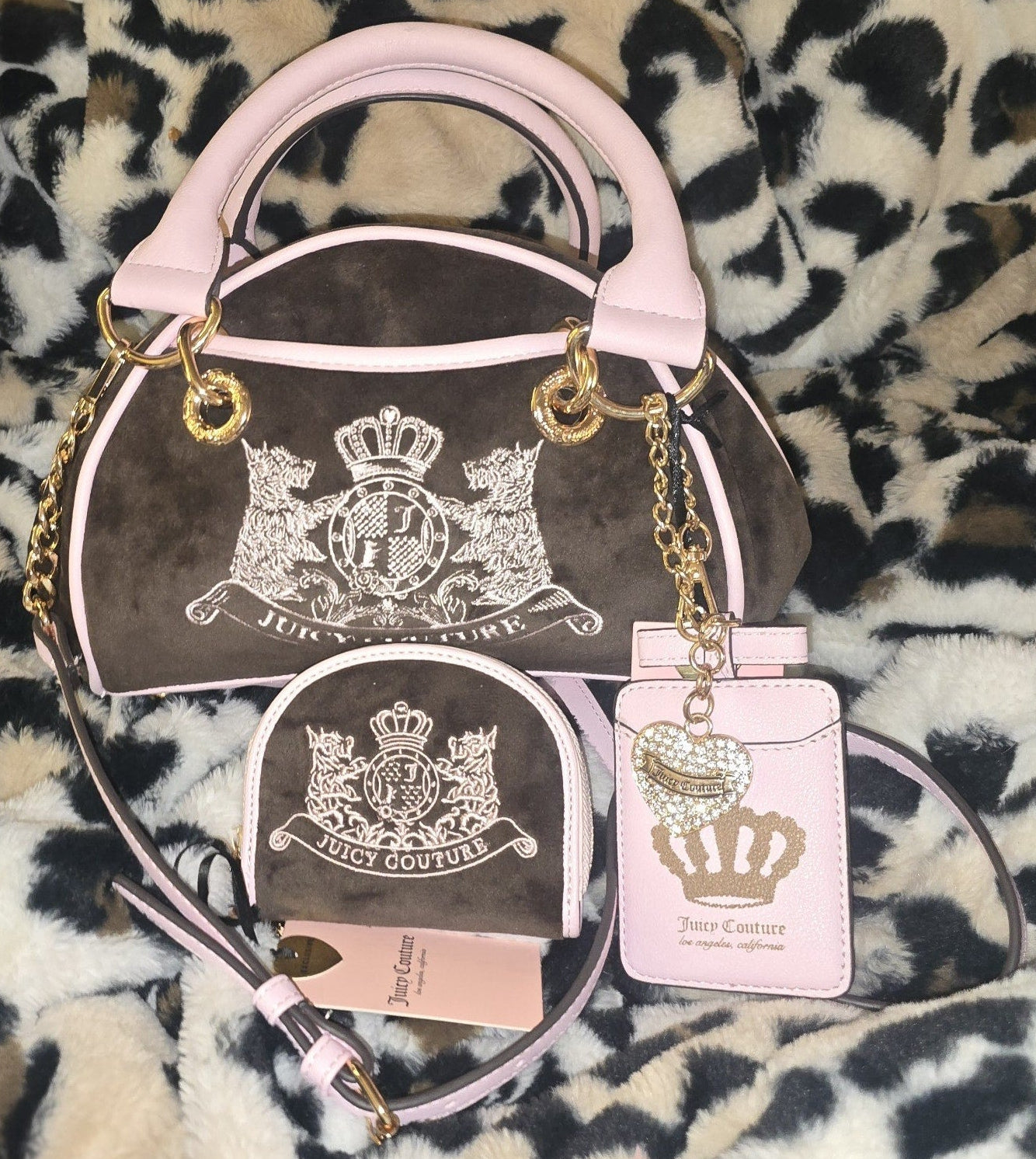 Juicy Couture Classic Scottie Dogs Satchel & Wallet Set Crossbody NWT Viral Rare
