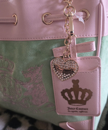 Juicy Couture Classic Scottie Dogs Daydreamer Tote Retro Green Powder Pink NWT