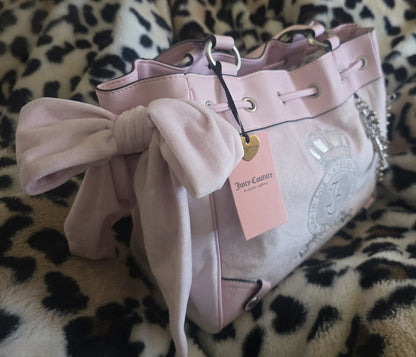 Juicy Couture Classic Juicy Lover Daydreamer Tote Chiffon Pink Large Velour Y2K Shoulder Bag NWT