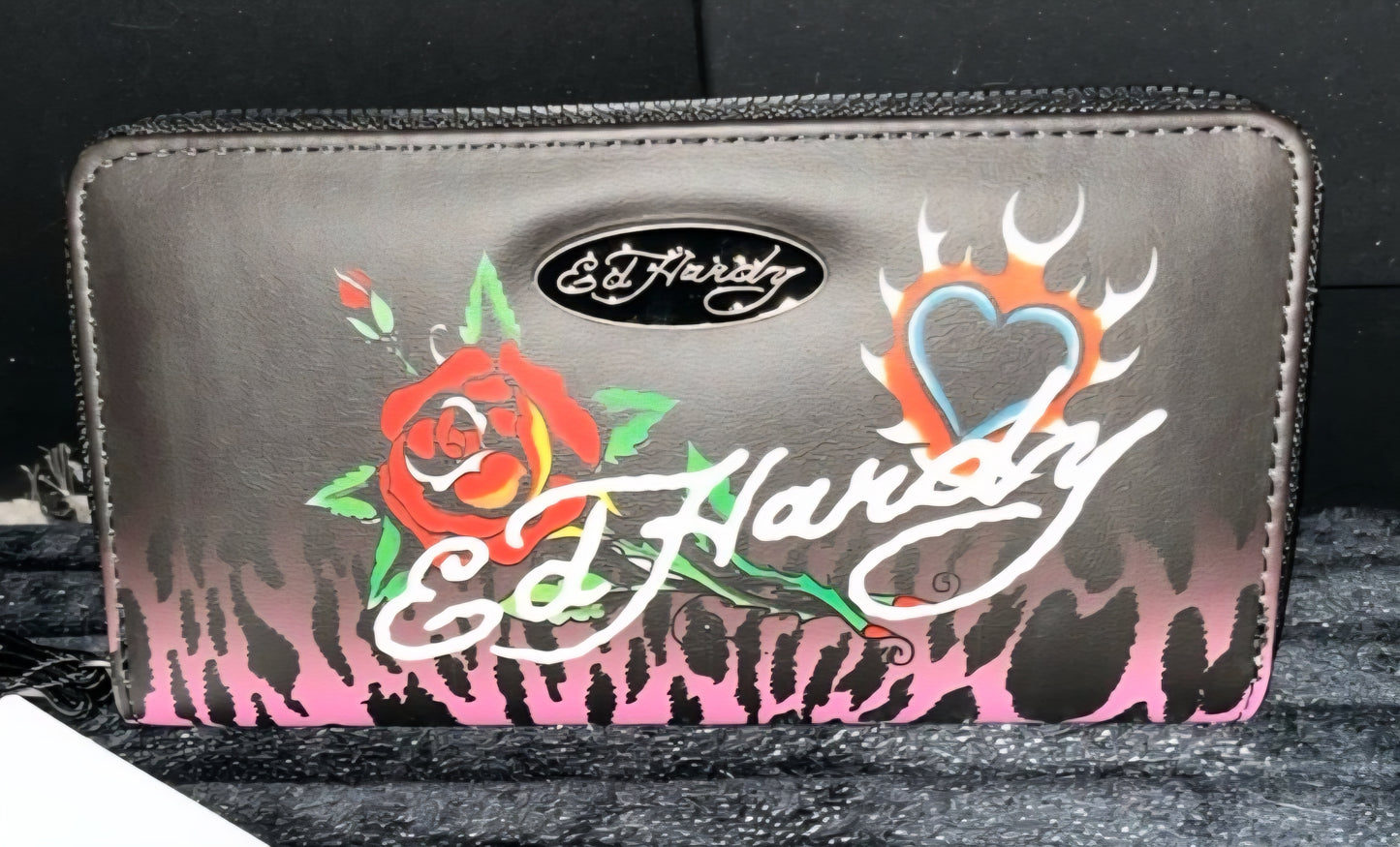 Ed Hardy Pink Stripe Long Wallet