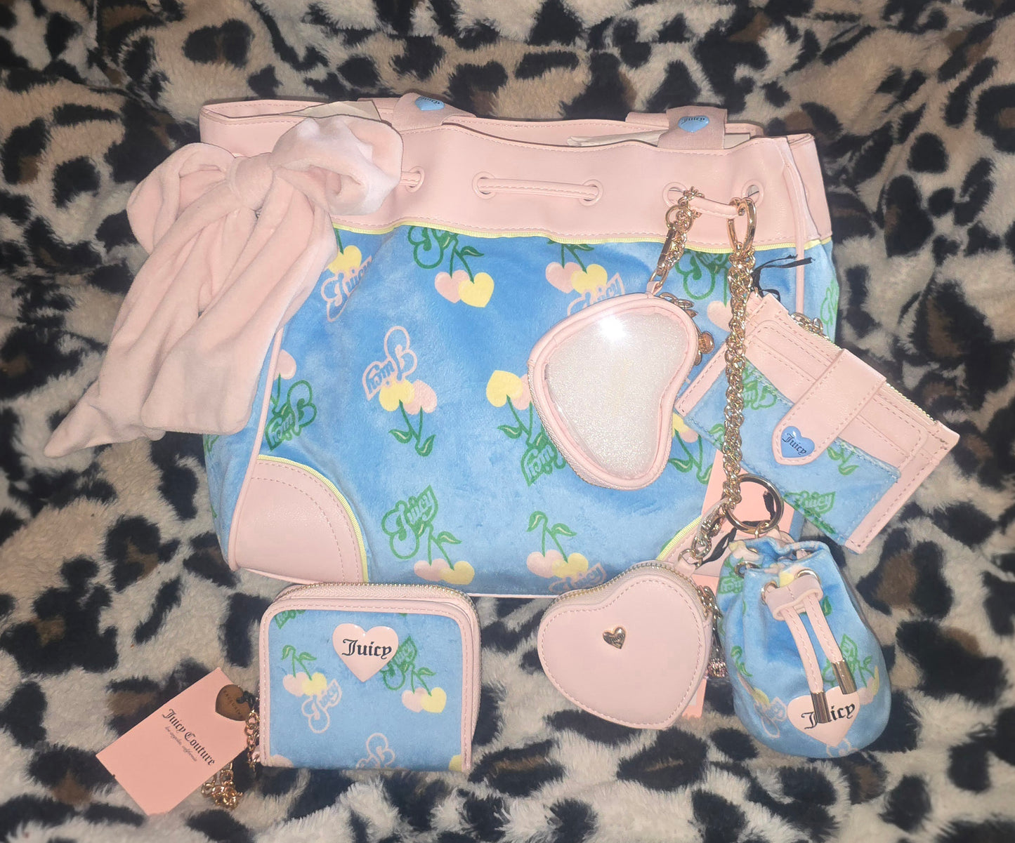 Juicy Couture Retro Cherry Daydreamer Tote Blue Gleam Multi Ultimate Set