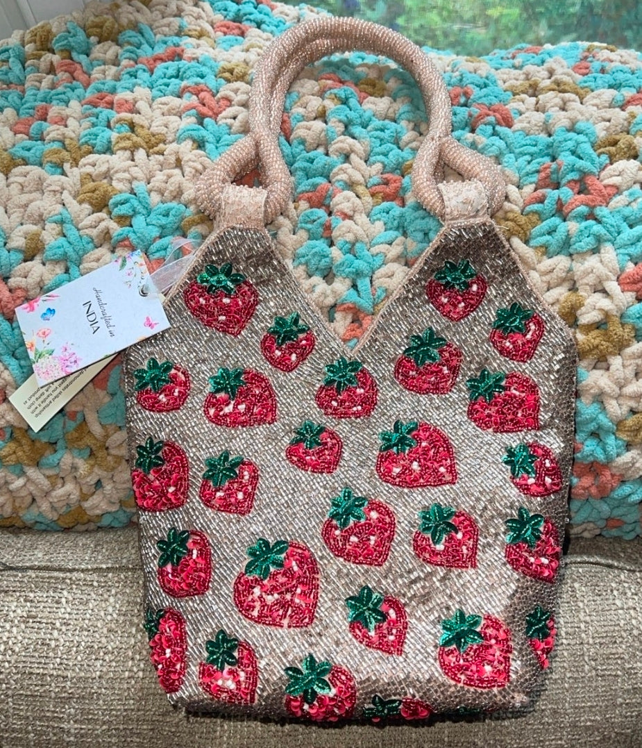 Strawberry Beaded Bag